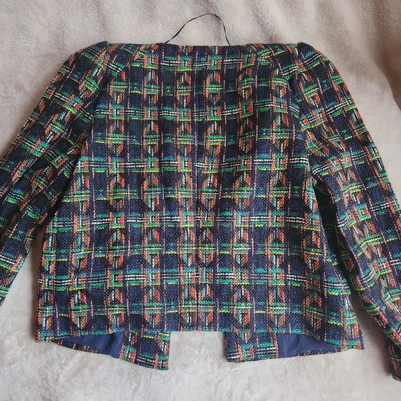 Zara textured weave jacket multicolor/green sz M NWOT - Picture 4 of 11